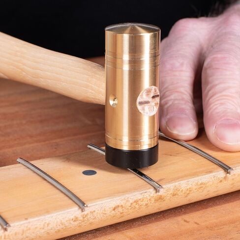 StewMac 6oz Guitar Fretting Hammer, Radiused Brass & Replaceable Low-Dent Plastic Face, Hickory Handle, Precision Fret Installation Tool for Pro Luthiers & Guitar Players (104934) in Kuwait