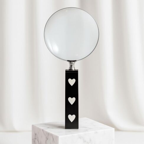 Curran Magnifying Glass Decorative Object with Horn Handle – Glass, Stone & Metal Modern Home Decor – Shelf & Coffee Table Decor for Office & Living Room – 11", Black in Saudi Arabia