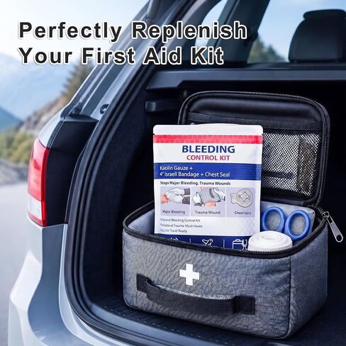 Bleeding Control Kit, Portable Emergency Trauma First Aid Kit with Compression Bandage, Gauze and Chest Seal, for Car Travel Camping Hiking Outdoor Preparedness in Kuwait