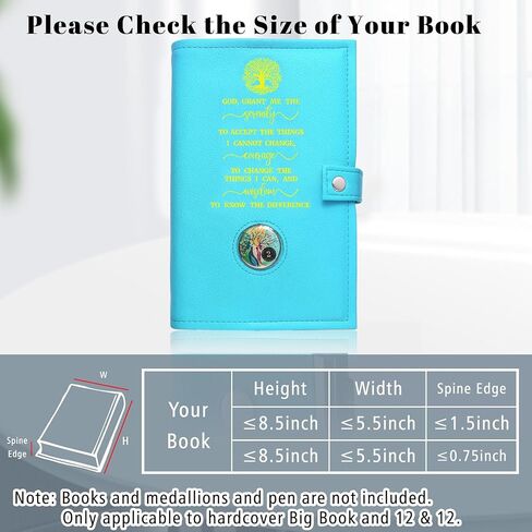 غطاء كتاب كبير LParkin Premium AA مع حامل آمن للعملات المعدنية - غطاء كتاب مزدوج AA من جلد البولي يوريثان المتين للغلاف الصلب للكتاب الكبير و12 خطوة و12 تقاليد، تصميم رصين فريد - أخضر مثل الشجرة in Kuwait