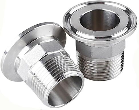 1 قطعة 1-1/2 "الفولاذ المقاوم للصدأ SS304 BSPT ذكر الطويق الملولب OD 64 مللي متر صالح 2" ثلاثي المشبك in Kuwait