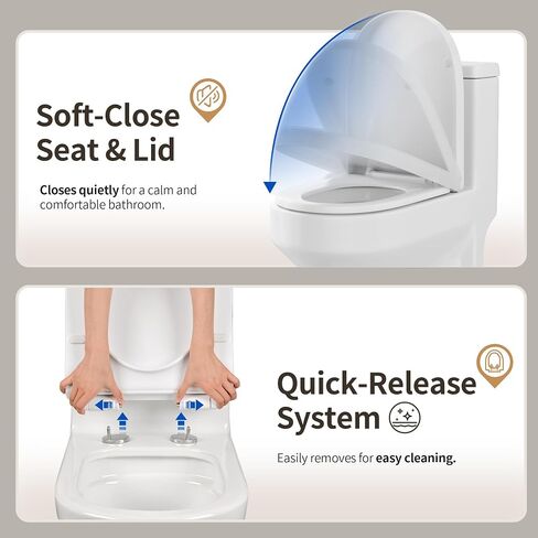 DeerValley Compact One Piece Toilet Standard Seat Height for Small Bathroom Dual Flush 1.1/1.6 GPF Powerful and Quiet 12'' Rough-In Skirted Toilet in Kuwait