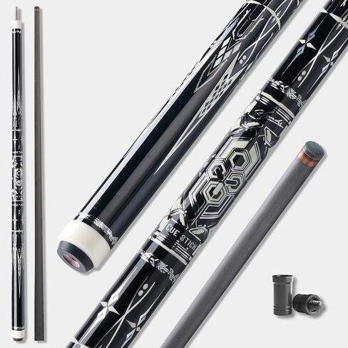 Carbon Fiber Professional Pool Cue, 58 Inch Low Deflection Cue Stick | Carbon fiber low deflection pool cue with 11.8mm leather tip & stainless steel joint in Kuwait