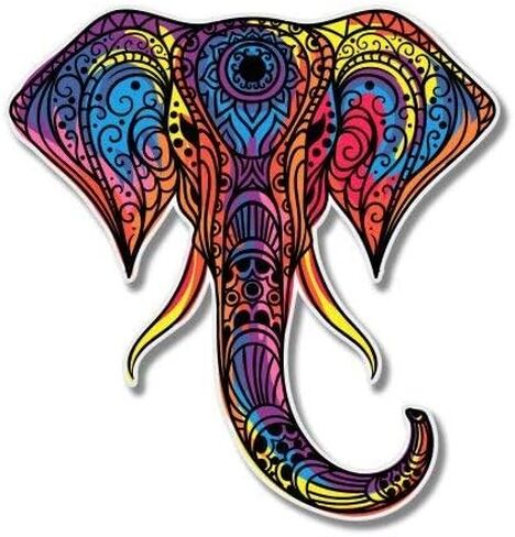 Elephant Bright Colorful Modern Henna Design Golf Hat Clip with Magnetic Ball Marker in Kuwait