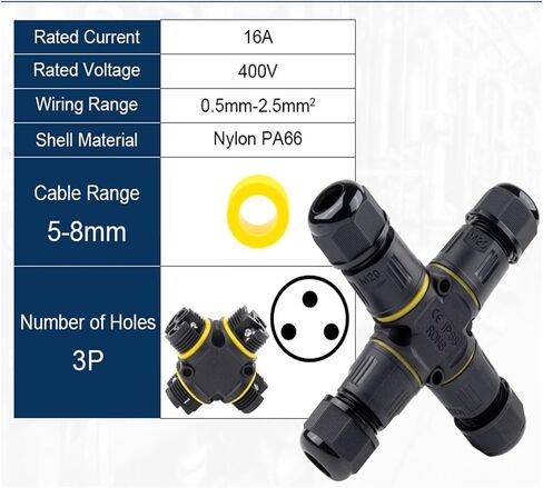 برغي توصيل LED طرفي M204-way 2/3-pin (M20 Cross 3P 5-8mm) in Kuwait