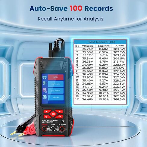 2000W Solar Panel Tester, 2-in-1 MPPT Photovoltaic Meter & 60000-Count Digital Multimeter with 2000V AC/DC, 3.2" Color Display for PV Panel Testing, Installation & Maintenance in Kuwait