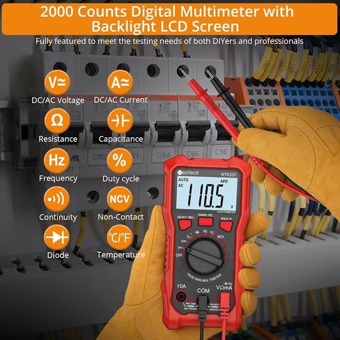 Neoteck 12-1000V Non-Contact Voltage Detector Pen and 2000 Counts Digital Multimeter for Live/Null Wire Distinguish, NCV AC/DC Voltage Current Resistance Capacitance Frequency Measuring in Kuwait