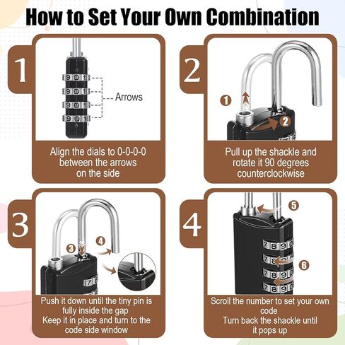 15 Pack Black Combination Lock for Locker 4 Digit Outdoor High Security Waterproof Padlock for Gym, Sports, Fence, Toolbox, Gate, Case, Outdoor, Hasp Storage, School, Luggage, Backpacks in Kuwait