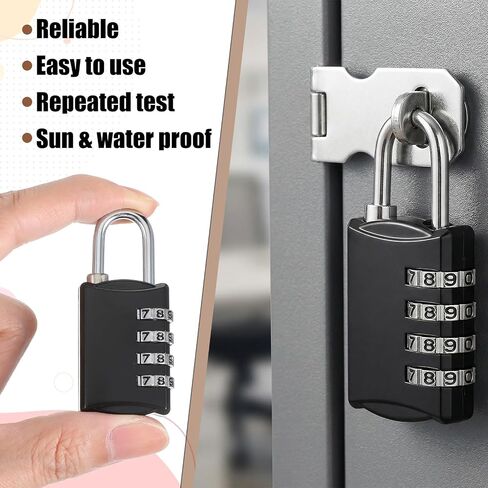 15 Pack Black Combination Lock for Locker 4 Digit Outdoor High Security Waterproof Padlock for Gym, Sports, Fence, Toolbox, Gate, Case, Outdoor, Hasp Storage, School, Luggage, Backpacks in Kuwait