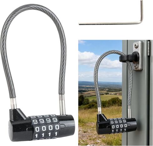 4-Digit Cable Locks with Combination, Resettable Code Steel Cable Lock for Yard Furniture, Weed Trimmers, Tools, Garden Gates and Refrigerator Handles, Versatile Home and Outdoor Security in Kuwait