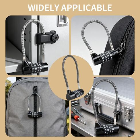 4-Digit Cable Locks with Combination, Resettable Code Steel Cable Lock for Yard Furniture, Weed Trimmers, Tools, Garden Gates and Refrigerator Handles, Versatile Home and Outdoor Security in Kuwait