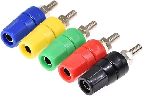 5pcs M4X36 Pure Copper Terminal 4mm Banana Jack Socket 20A Binding Post Banana Plug Connector(5pcs Blue) in Kuwait