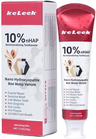 10% Nano-Hydroxyapatite Bee Wasp Venom Toothpaste for Remineralizing Enamel & Sensitive Relief,Gingivitis Bleeding Gum Treatment, Fights Plaque,Whitening Teeth - 120MIN Fresh Breath in Saudi Arabia