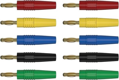 10PCS 4MM Gold Plated Banana Plug Weld with Wire Cable Electrical Connector Accessories Q.10012(5 colors x 2) in Kuwait