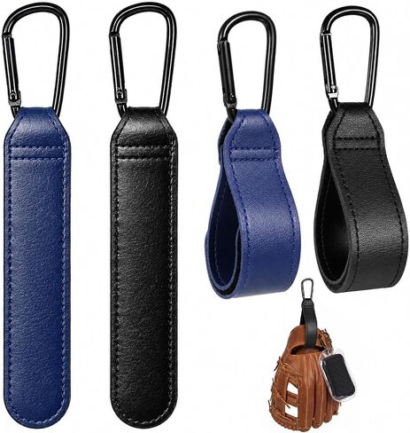 Baseball Glove Clip, 4 Pcs Adjustable Baseball Glove Holder for Hanging Bags Training Sports Gear Bag Attachment with Hanging Loops Travel Organizer for Gloves Training Equipment, Black & Blue in Kuwait
