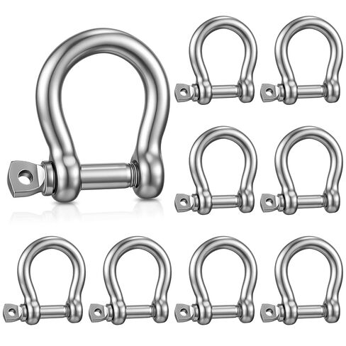 Shimeyao 8 Pack 1/2 Inch D Ring Shackles, 316 Stainless Steel Heavy Duty D Rings with Screw Pin for Boat, Marine, Towing, Rigging, Straps and Outdoor Applications, 1920 Lbs Capacity in Kuwait