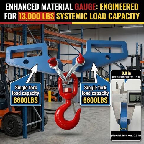 Forklift Lifting Hook Attachment Mobile Crane Swivel Hoist | Premium High Density Manganese Steel Construct, 6600 lbs Heavy Load Capacity, Multi Hole Adjustable Positioning Part. in Kuwait