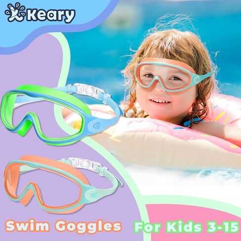 Keary 4 Pack Swimming Goggles for Kids 6-14 8-14 Kids Swimming Goggles Age 3-15 4-7 4-16 8-12 For Boys Girls Youth Toddler Children Pool Water Goggle Anti Fog UV Protection Clear Wide View Waterproof in Kuwait