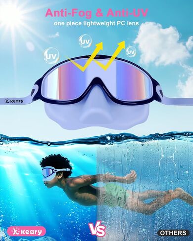 Keary 4 Pack Swimming Goggles for Kids 6-14 8-14 Kids Swimming Goggles Age 3-15 4-7 4-16 8-12 For Boys Girls Youth Toddler Children Pool Water Goggle Anti Fog UV Protection Clear Wide View Waterproof in Kuwait