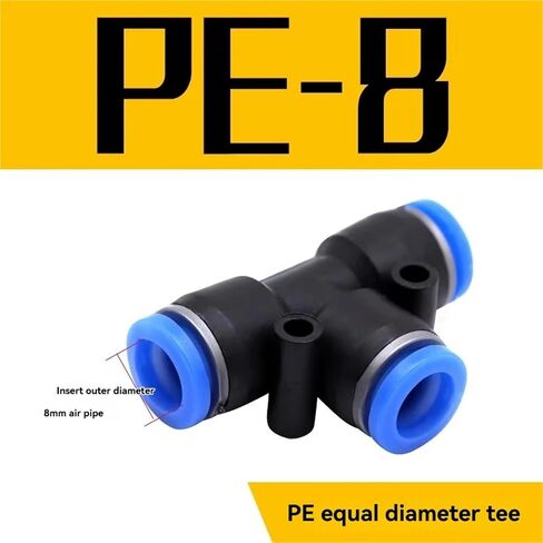 PE PY4 6 8 10 12mm T Y Shaped 3 Way Port Pneumatic Pipe Connector Tube Hose Fittings 30/50Pcs(Pe8,50pcs) in Kuwait