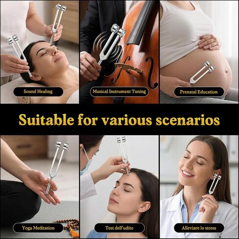 Tuning Forks for Healing Instrument (128Hz, 256Hz, 512Hz) - Tuning Fork Set with Reflex Hammer, Sound Healing Instruments for Essential Yoga/Chakra/Sound Therapy/Meditation Beginner, Gift for Women in Kuwait