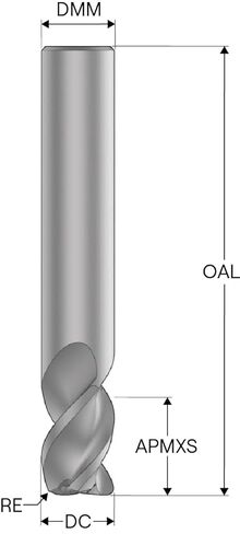 Seco Tools 10115937 Solid End Mill STR540-0.188-D2-R030.0-Z5 HTA, STR540, 0.188 Inch Cutting Diameter, 0.188 Inch Shank Diameter, 0.312 Inch Depth of Cut in Kuwait