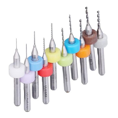 Generic 10Pcs Tungsten Carbide Micro Drill Bit Set PCB Drill Bits 0.3-1.2mm for CNC Engraving Jewelry Metal Plastics with High Wear Resistance Fast Drilling in Kuwait