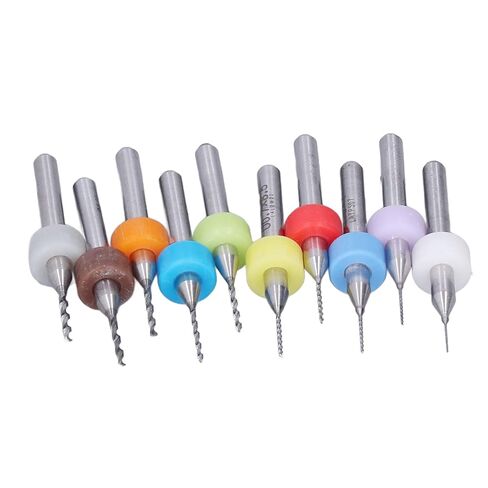 Generic 10Pcs Tungsten Carbide Micro Drill Bit Set PCB Drill Bits 0.3-1.2mm for CNC Engraving Jewelry Metal Plastics with High Wear Resistance Fast Drilling in Kuwait