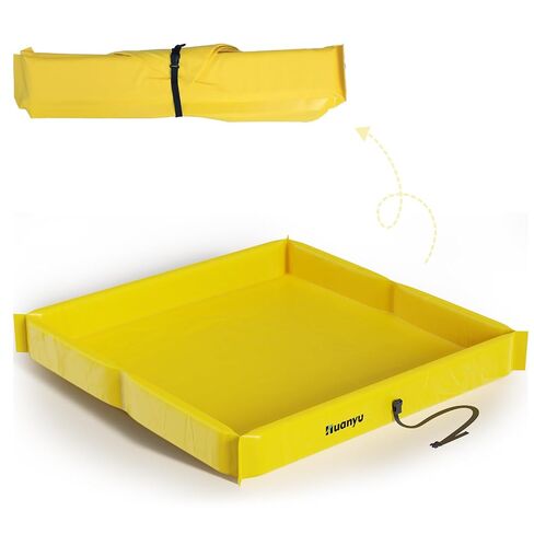 Huanyu Folding Duck Ponds 4'×4'×6" Portable Spill Containment Berm Platform Tray PVC Mini Spill Berm Heavy-Duty, Yellow (4' x 4' / 1.2m x 1.2m) in Kuwait