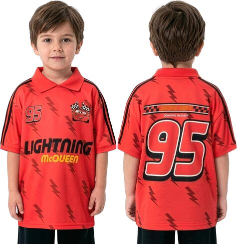 قميص Disney Cars Lightning McQueen، قميص كرة قدم للأطفال، قمصان كرة قدم للأولاد، تي شيرت للأولاد، أحمر 6 in Kuwait