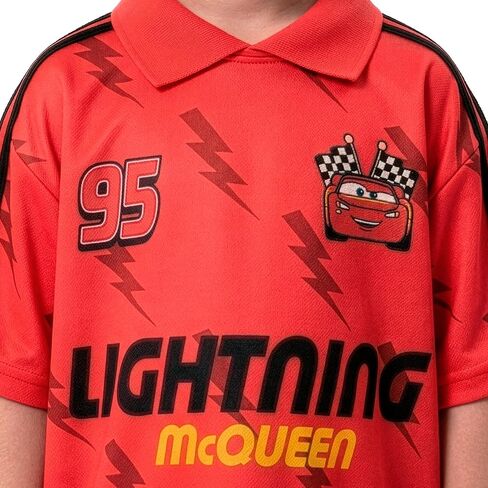 قميص Disney Cars Lightning McQueen، قميص كرة قدم للأطفال، قمصان كرة قدم للأولاد، تي شيرت للأولاد، أحمر 6 in Kuwait