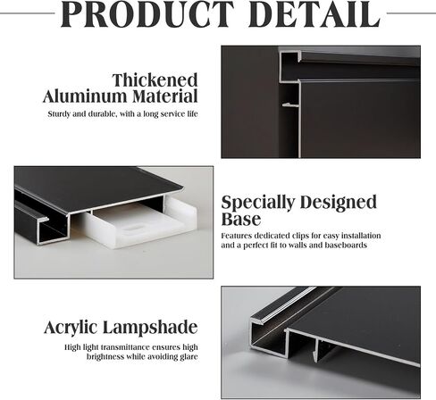 10 Pack 3.3ft/1m LED Aluminum Skirting Baseboards, 78x12mm LED Strip Light Channel Skirting Board Baseboard Light for Bedroom Kitchen Living Room Hotel in Kuwait