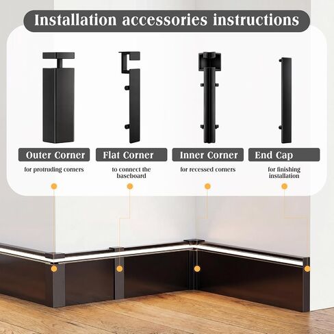 10 Pack 3.3ft/1m LED Aluminum Skirting Baseboards, 78x12mm LED Strip Light Channel Skirting Board Baseboard Light for Bedroom Kitchen Living Room Hotel in Kuwait