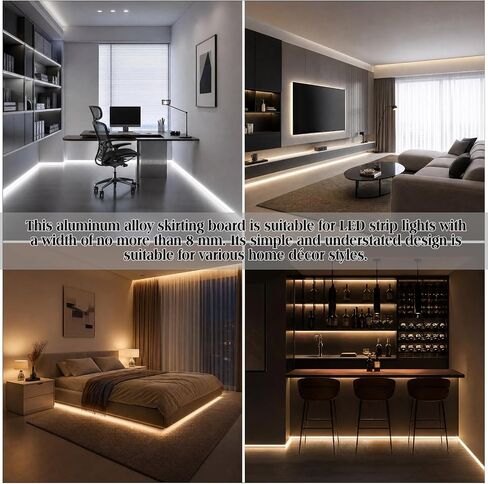 10 Pack 3.3ft/1m LED Aluminum Skirting Baseboards, 78x12mm LED Strip Light Channel Skirting Board Baseboard Light for Bedroom Kitchen Living Room Hotel in Kuwait