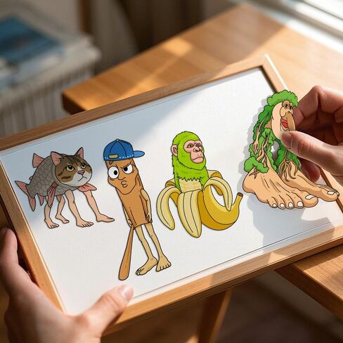 24 Sheets Italian Brainrot Make a Face Stickers, Tung Tung Sahur Inspired Animal Stickers Mixed & Matched 8 Designed Characters with Interchangeable Eyes & Mouths for Party Favors, Rewards,Craft in Saudi Arabia