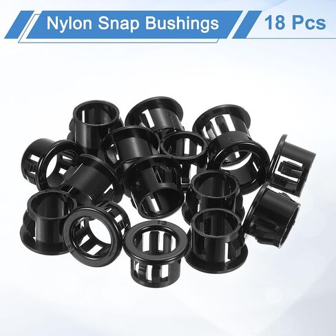 uxcell 18 Pcs Cable Snap Bushing Grommet, 1/2" Mounting Dia Black Round Nylon Snap in Cable Grommet Protector, Plastic Cable Hole Grommets for Wiring in Kuwait