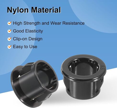 uxcell 18 Pcs Cable Snap Bushing Grommet, 1/2" Mounting Dia Black Round Nylon Snap in Cable Grommet Protector, Plastic Cable Hole Grommets for Wiring in Kuwait