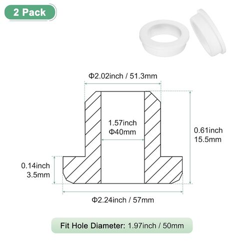 M METERXITY 2-Pack 2 Inch Drill Hole, 1-9/16 Inch ID Silicone Rubber Grommets for Wiring, Wire Cable, Hole Plugs, Automotive, Firewall, Desk, Water Pipe, Hydroponic [White] in Kuwait