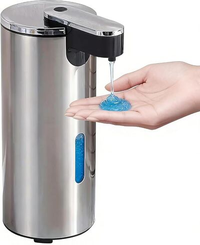 Touchless Stainless Steel Soap Dispenser, 11.5oz Automatic Hand Soap Dispenser with 3 Level Adjustable Sensor, Battery Operated Soap Pump for Kitchen Bathroom Sink in Kuwait
