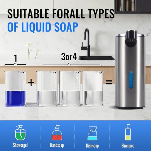 Touchless Stainless Steel Soap Dispenser, 11.5oz Automatic Hand Soap Dispenser with 3 Level Adjustable Sensor, Battery Operated Soap Pump for Kitchen Bathroom Sink in Kuwait