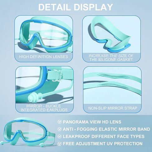 2 Pack Swim Goggles,UV Protection Anti-Fog Polarized Swimming Goggles for Age 6-14 in Kuwait