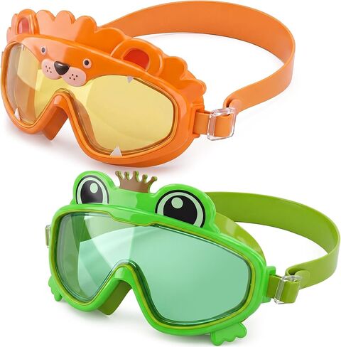 2 Pack Kids Swim Goggles Wide View No Leaking Anti Fog Pool Water Swimming Goggles for Boy Girl 3-14 Toddler in Kuwait