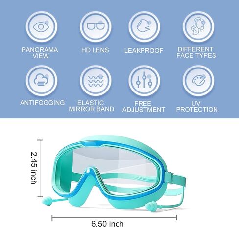 2 Pack Swim Goggles,UV Protection Anti-Fog Polarized Swimming Goggles for Age 6-14 in Kuwait