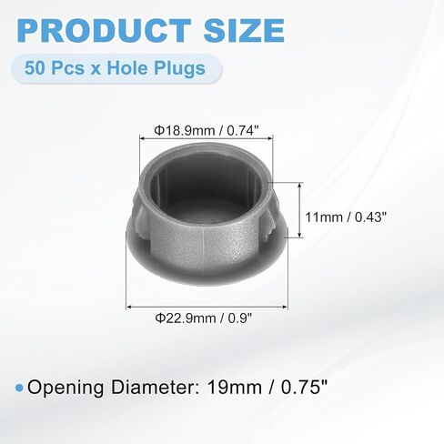 M METERXITY 50Pcs Gray Hole Plugs, 19mm / 0.75" Plastic Snap in Locking Screw Hole Cover Flush Mount Panel Plugs for Chair/Table/Furniture Cabinet in Kuwait