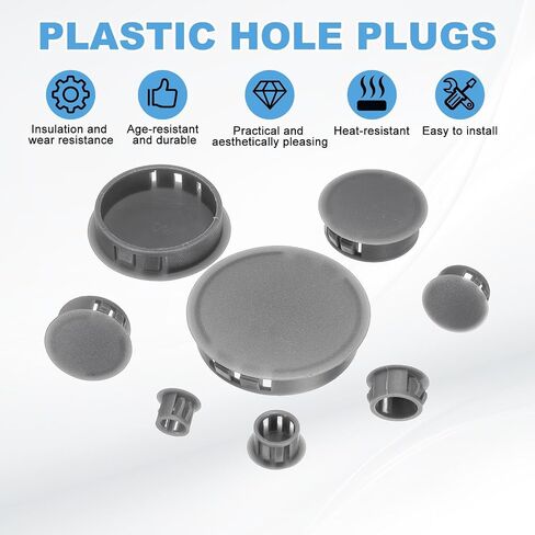 M METERXITY 50Pcs Gray Hole Plugs, 19mm / 0.75" Plastic Snap in Locking Screw Hole Cover Flush Mount Panel Plugs for Chair/Table/Furniture Cabinet in Kuwait
