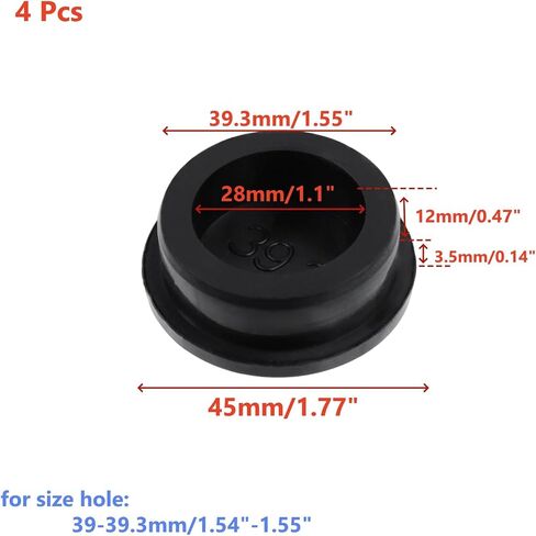 1 1/2" Dia Silicone Hole Plug, 4 Pcs T Shaped Flexible Plugs End Covers for Round Holes, Black Button Holes Stopper for Bottles Pipes (1-1/2") in Kuwait