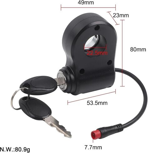 Ignition Lock Assembly for KuKirin for G2 Pro for G2 Max Electric Scooter with 2-Pin Red Connector Key Switch Replacement Part Black in Kuwait