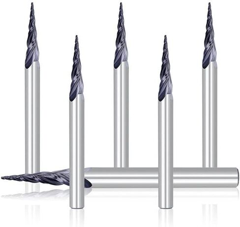 1pcs 3-Flute Tapered Ball Nose End Mills R0.4 3 Flute Mill 1/4" Shank Carbide Endmills Milling Tool CNC Machine Cutter in Kuwait