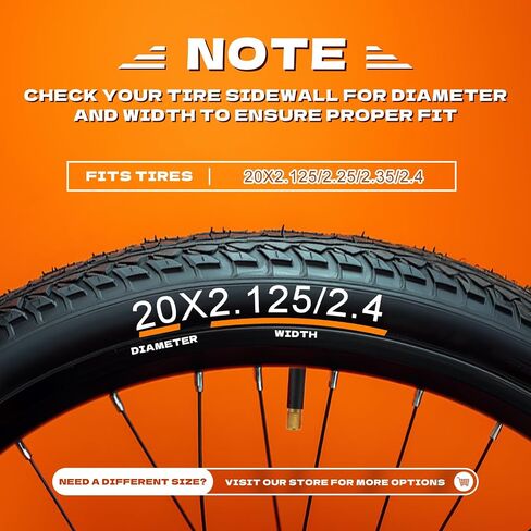 2 حزمة من أنابيب الدراجة مقاس 20 بوصة مقاس 20x2.125/2.40 أنابيب داخلية للدراجة ذاتية الغلق مع صمام شريدر لدراجات الطرق 20x2.125/2.20/2.25/2.30/2.35/2.40، والدراجات الجبلية، والدراجات على الطرق الوعرة in Kuwait