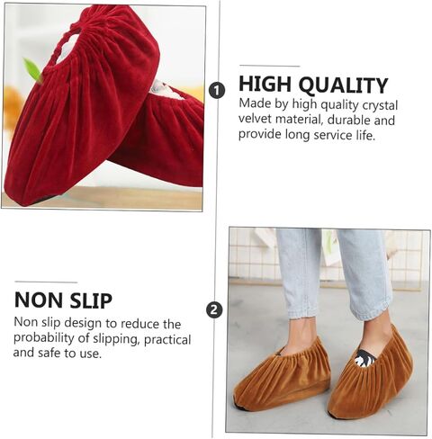 Beaupretty 4Pairs Slip Shoe Covers Thickened Sole Protection for Boys and Random Color Reusable and Durable Lint Shoe Cases for Home and Dorm Use in Kuwait